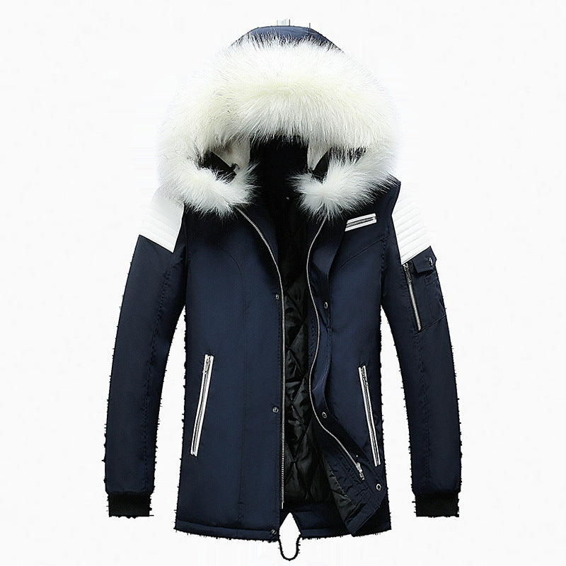 Men's winter parka jacket with removable faux fur collar Lune London
