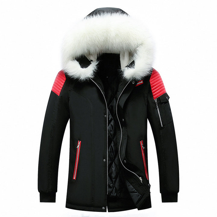 Men's winter parka jacket with removable faux fur collar Lune London