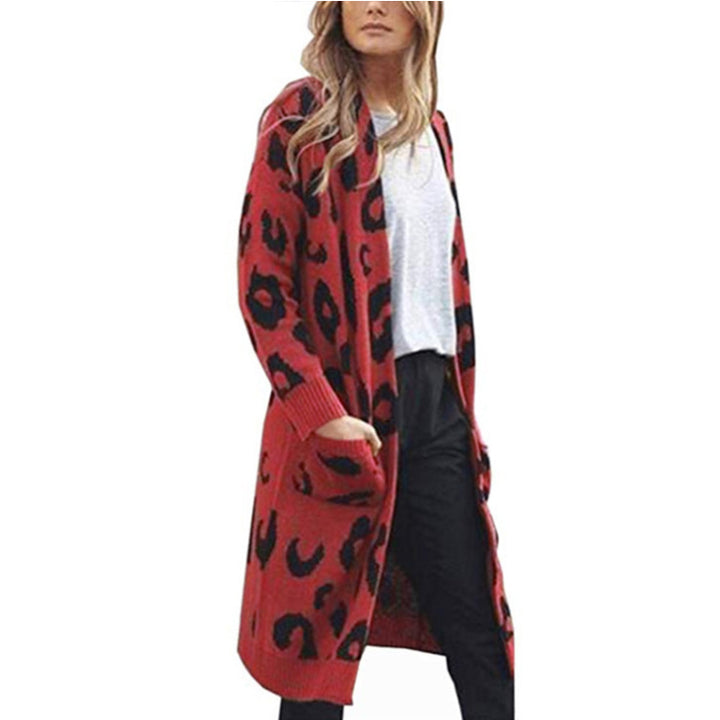 Cardigan en tricot épais pour femmes avec imprimé animal et poches pratiques Chic & Stil