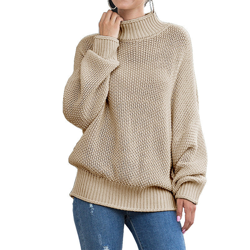 Pull en tricot épais pour femmes avec col montant et manches larges Chic & Stil
