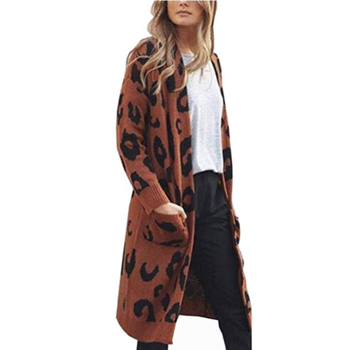 Cardigan en tricot épais pour femmes avec imprimé animal et poches pratiques Chic & Stil