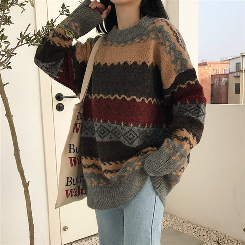 Pull en tricot épais pour femmes avec motif unique et coupe décontractée Chic & Stil
