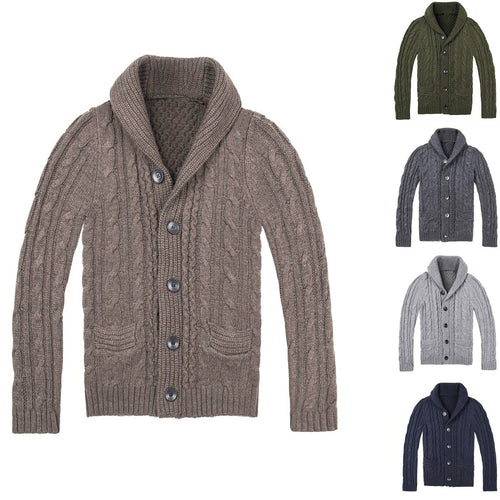 Men's knit jacket with an elegant cable pattern and practical pockets Amarae