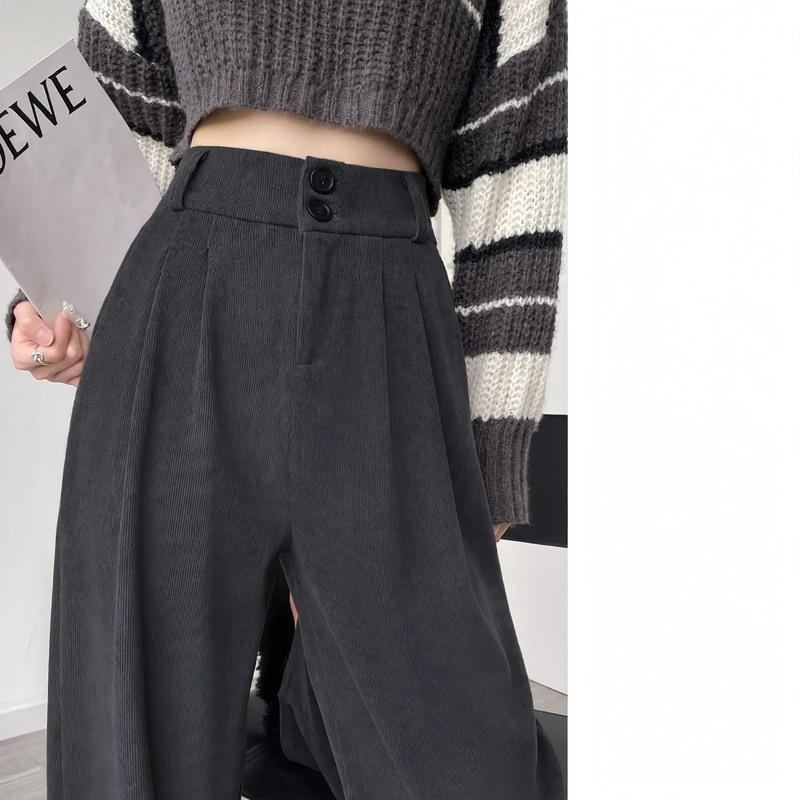 Padded chenille pants with high waist