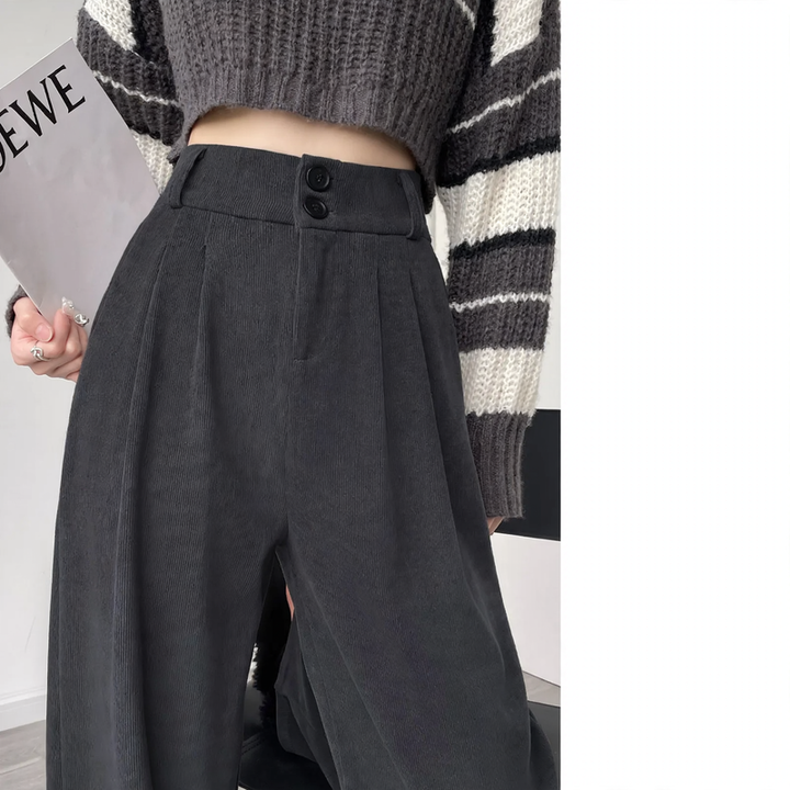 Padded chenille pants with high waist