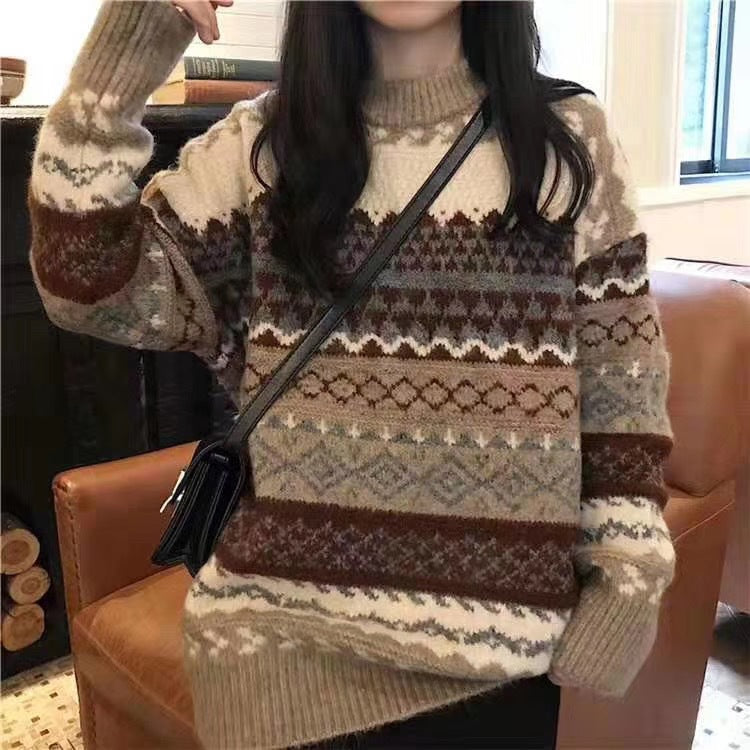 Pull en tricot confortable pour femmes avec design à motif rétro Chic & Stil