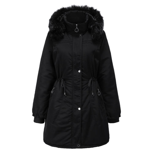 Ladies' stylish parka with detachable faux fur and adjustable drawstring at the waist Amarae