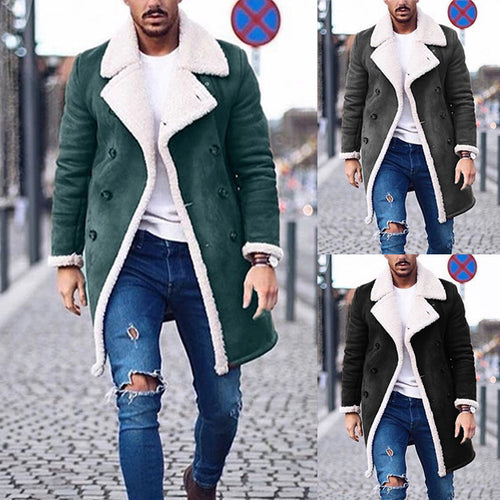 Men's Sheepskin Coat with High Collar and Elegant Wool Finish Amarae