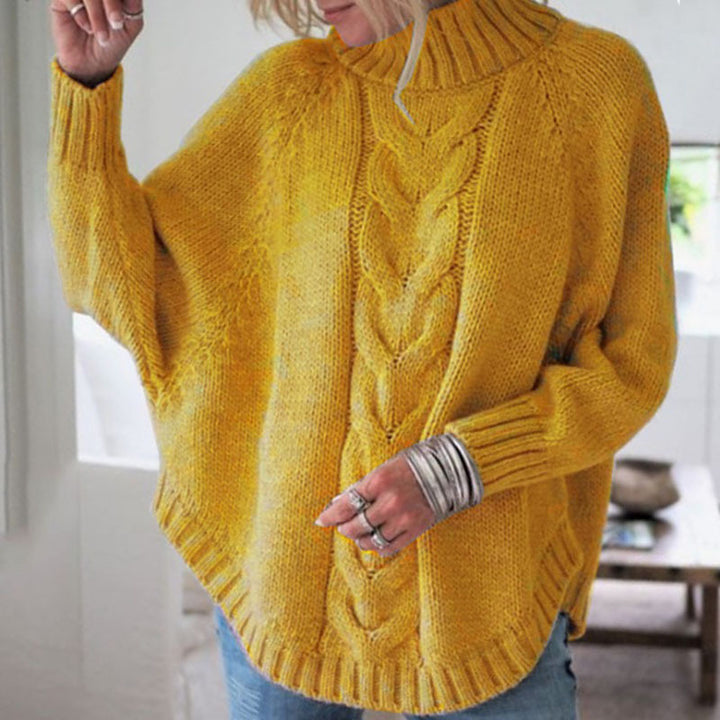 Chunky knit turtleneck sweater with cable knit pattern for women Lune London