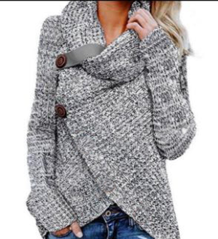 Women’s chunky knit cardigan with asymmetric cut and large buttons Lune Londonl