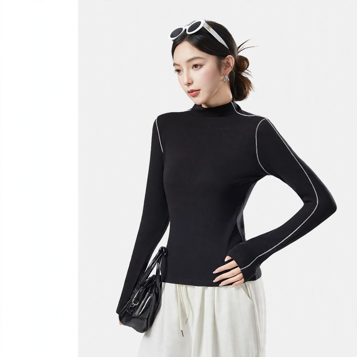 Ladies' thermal undershirt, half-high collar, antibacterial