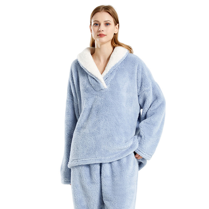 Soft Plush Pajama Set for Couples, Long Sleeve, Winter