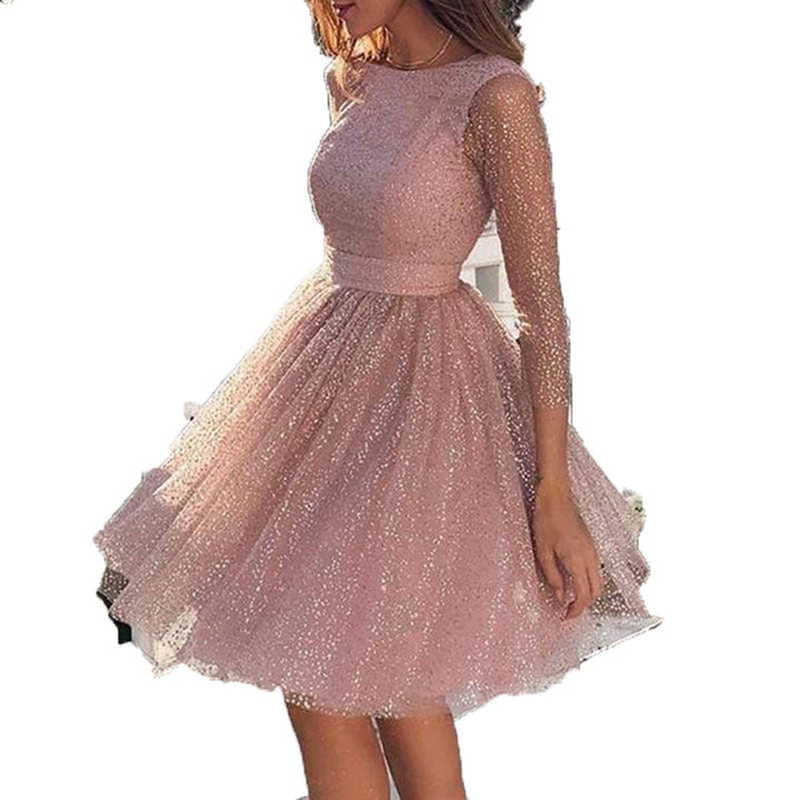 Women Elegant Tulle Dress with Transparent Sleeves Lune London