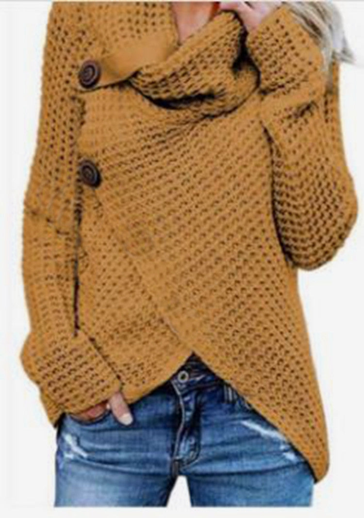Women’s chunky knit cardigan with asymmetric cut and large buttons Lune Londonl