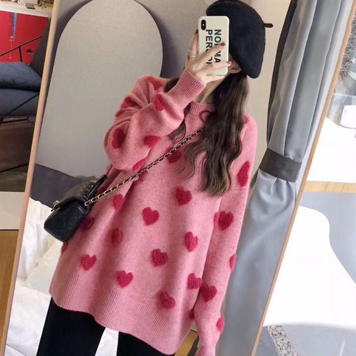 Pull féminin confortable avec motif en forme de cœur Chic & Stil
