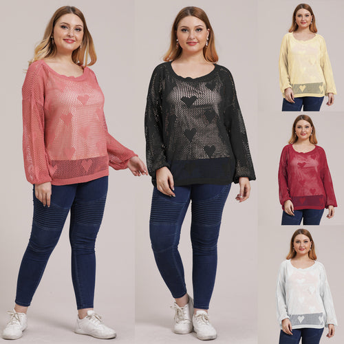 Ladies light knit sweater with heart pattern Amarae
