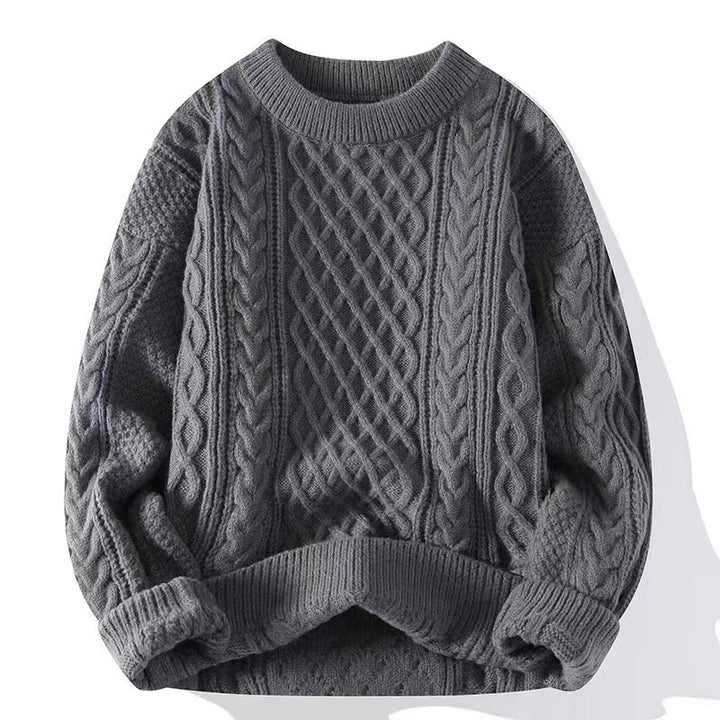 Coarse knit pullover with cable pattern for men