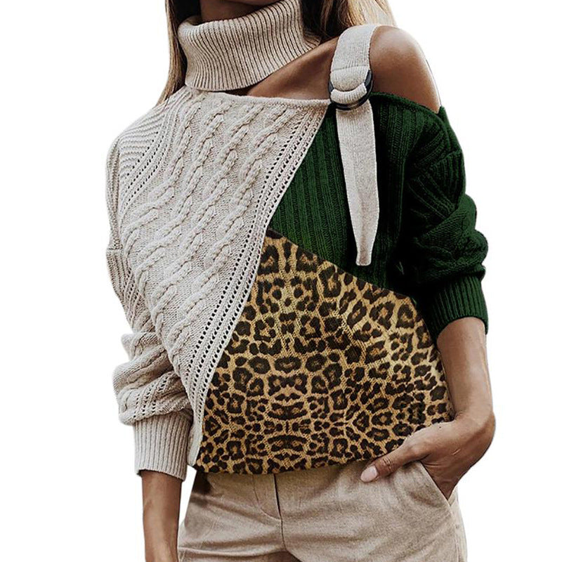 Asymmetrical knit sweater for women with a unique plaid pattern and a chic and stylish runway