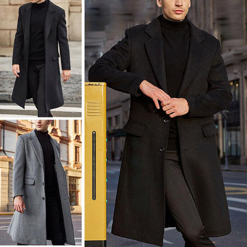 Elegant wool coat for men with a classic cut and luxurious interior lining Amarae