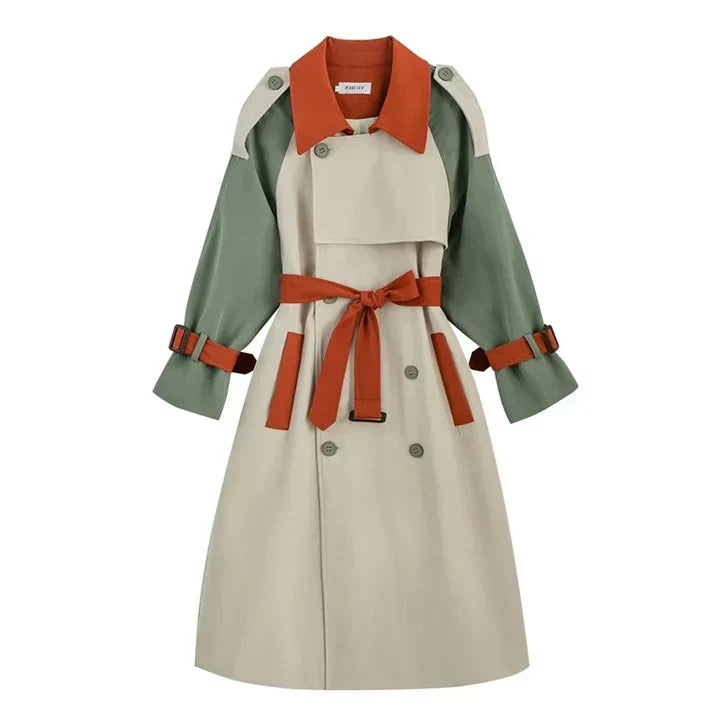 Amarae | Long coat for women with color details