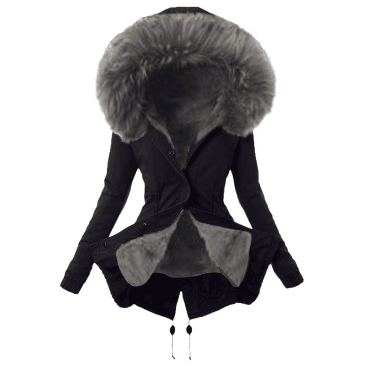 Fashionable women's parka jacket with removable faux fur collar Lune London