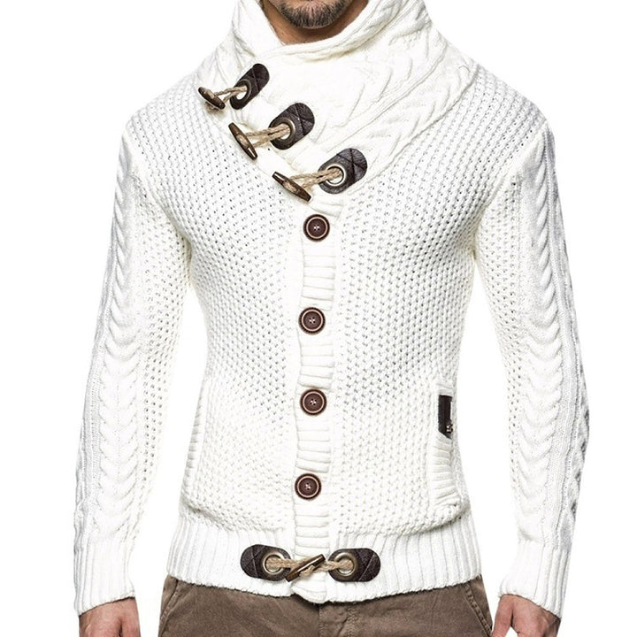 Men's knitted jacket with creative button placket and high collar Lune London