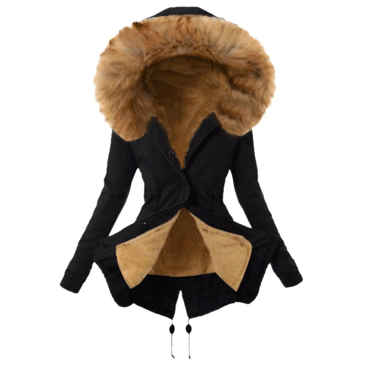 Fashionable women's parka jacket with removable faux fur collar Lune London