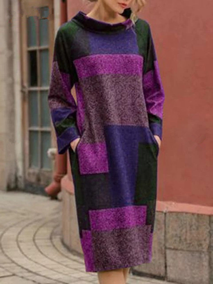 Lune London oversized dress for women with geometric patchwork design
