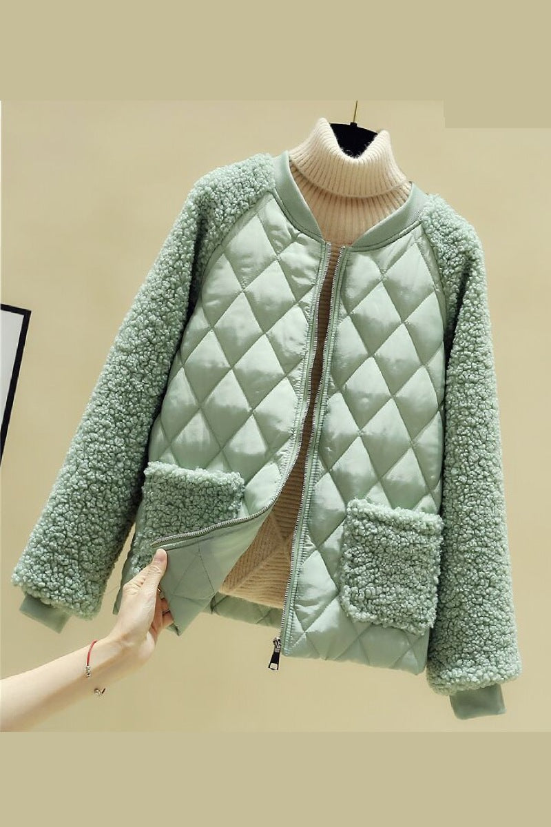 Transitional quilted jacket for women with cozy teddy lining and practical pockets Lune London