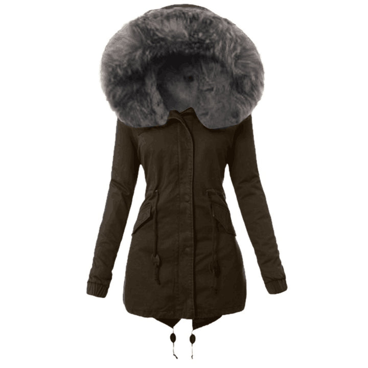 Fashionable women's parka jacket with removable faux fur collar Lune London