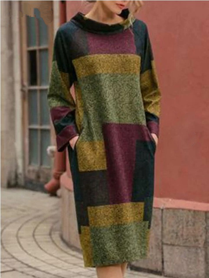 Lune London oversized dress for women with geometric patchwork design