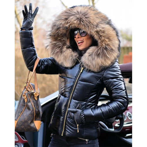 Amarae - Paris - Elegant jacket with faux fur lining, hood and collar