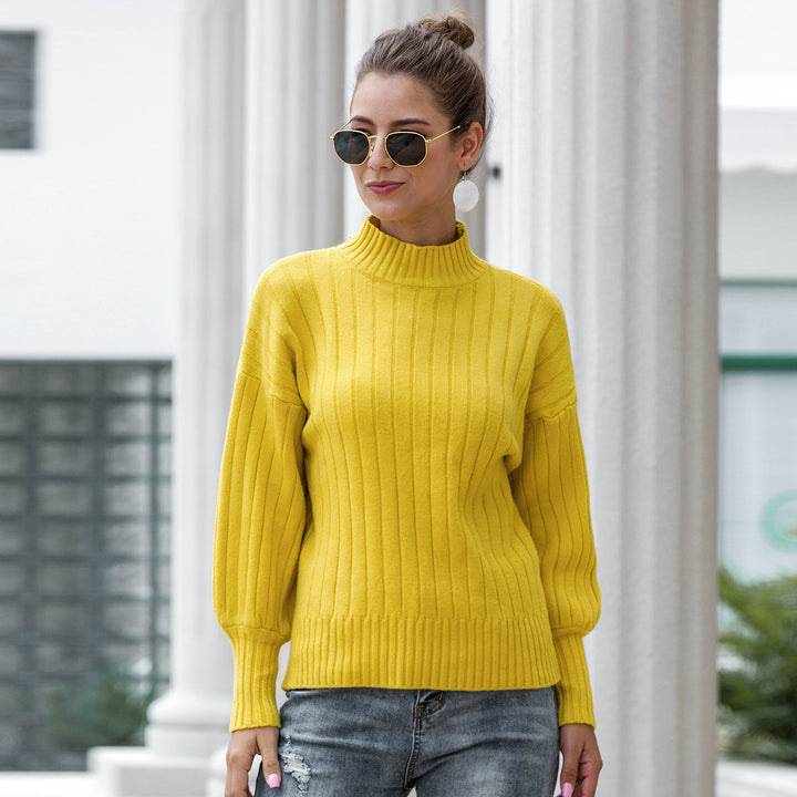 Ladies elegant turtleneck sweater with structured ribbed pattern Lune London