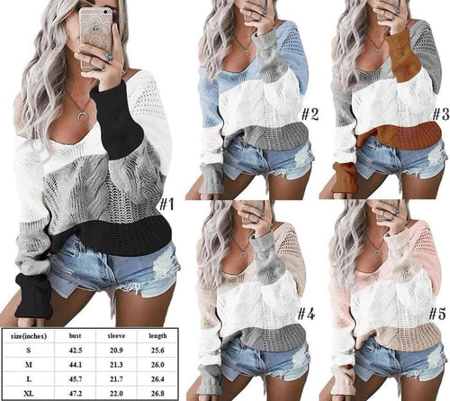 Pull femme décontracté en tricot avec épaules dénudées et aspect mailles texturé Amarae