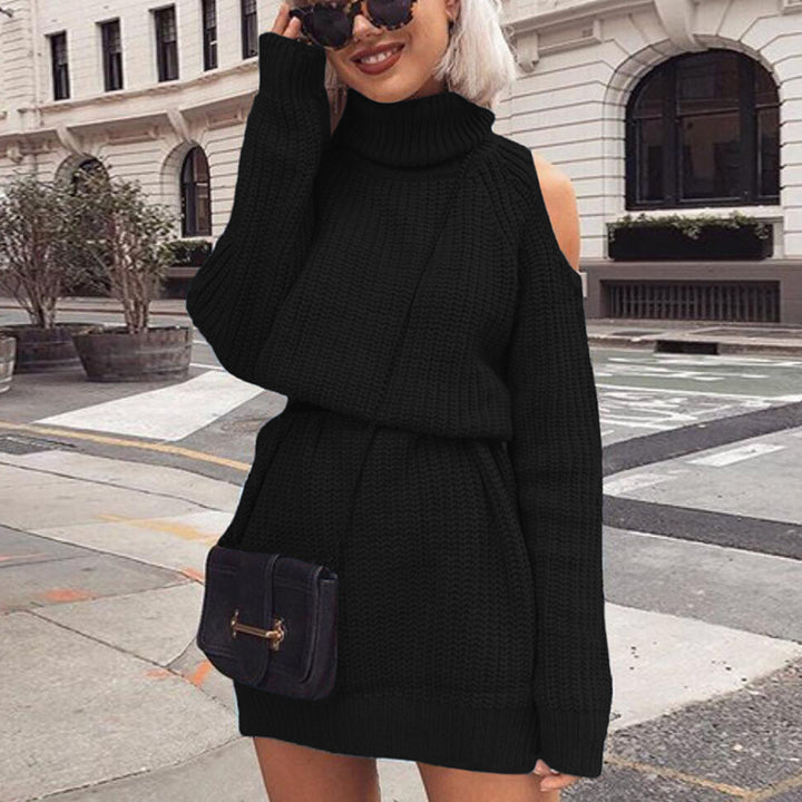 Knit sweater for women with open shoulder and high collar Lune London