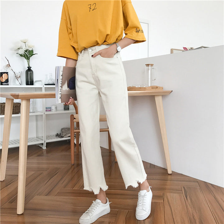 Jeans larges pour femmes avec ourlets effilochés Chic & Stil