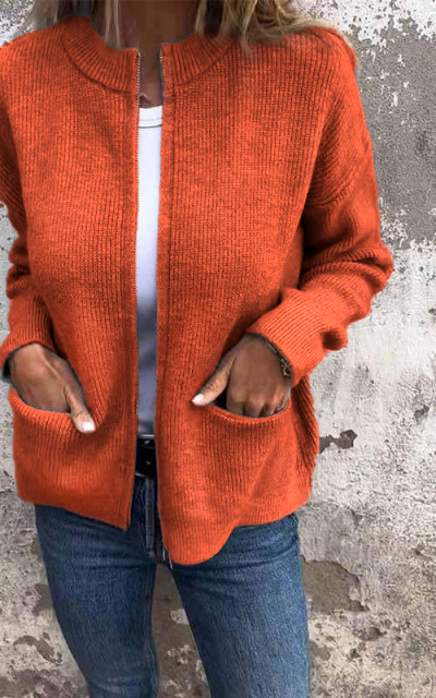Lune London | Cardigan - Round neck & Zipper - Soft cotton
