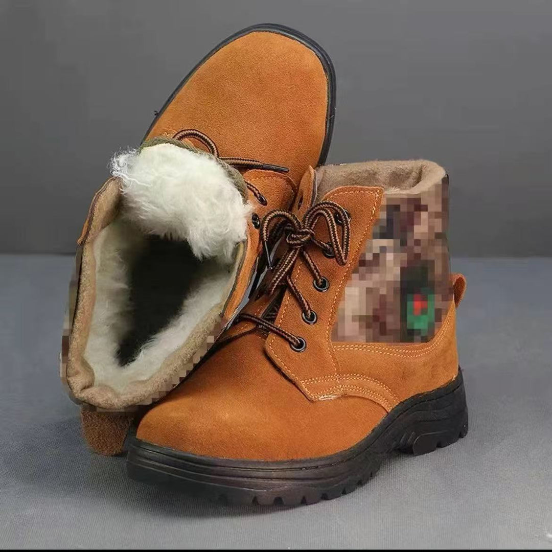 Insulated men's leather winter boots, high