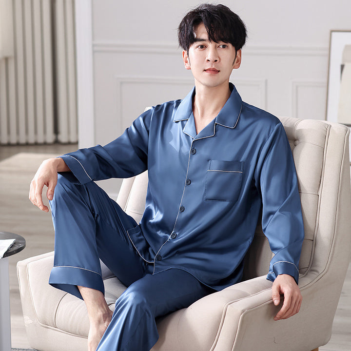 Light men's pajamas made of ice silk, breathable
