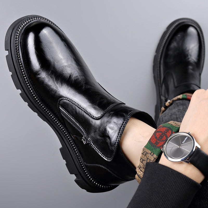 Men's Chelsea boots made of genuine leather with zipper