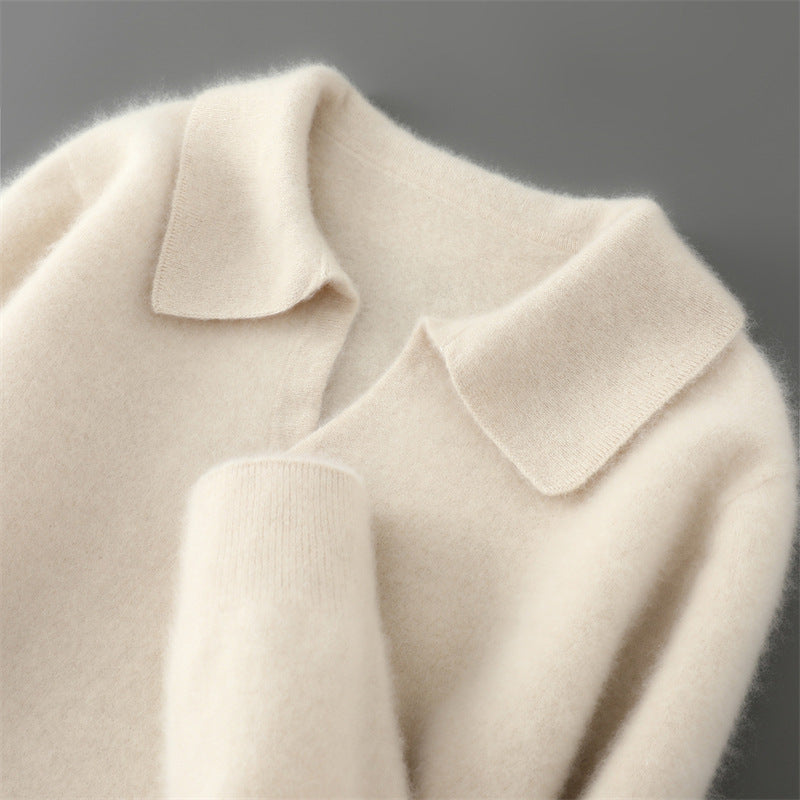 Men's Wool Sweater, Polo Collar, Solid Color