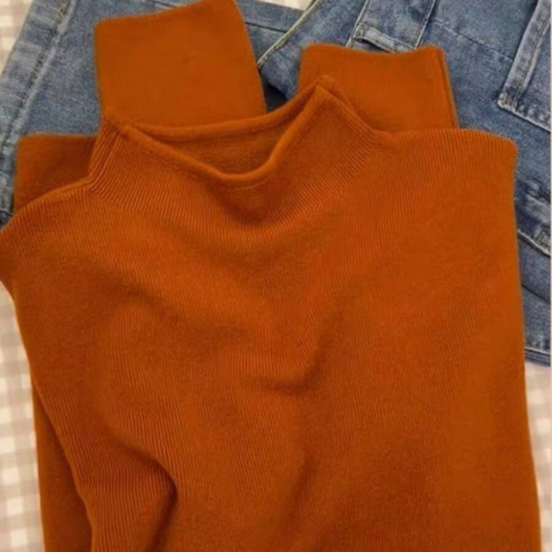 Women’s knit sweater with stand-up collar