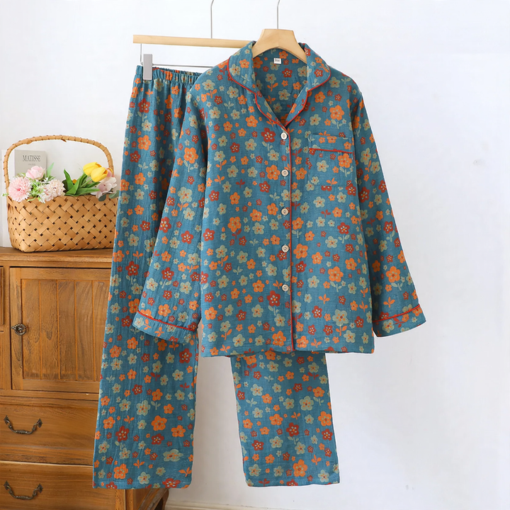 Women's loungewear, cotton, double-layered, long-sleeved