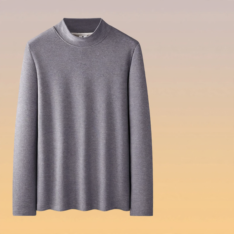 Men's long-sleeve shirt, padded, with stand-up collar