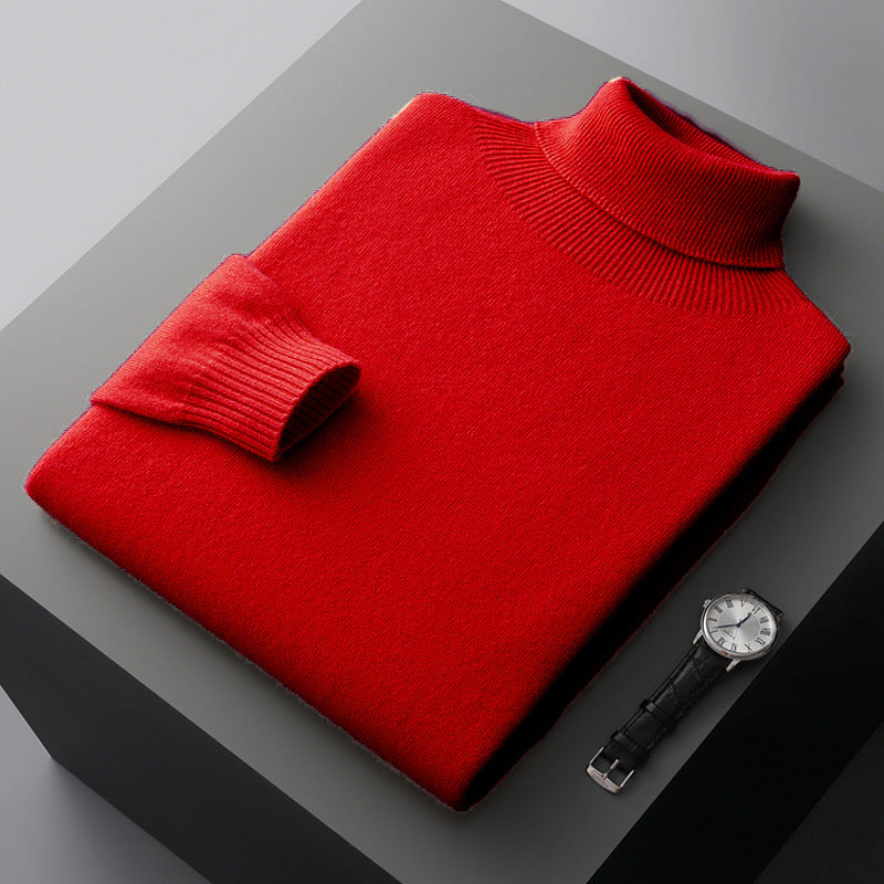 Men's wool pullover, roll neck, 350g, warm