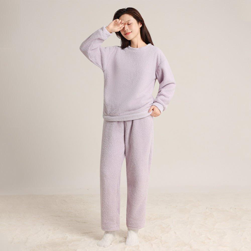 Warm, solid color lounge set for couples