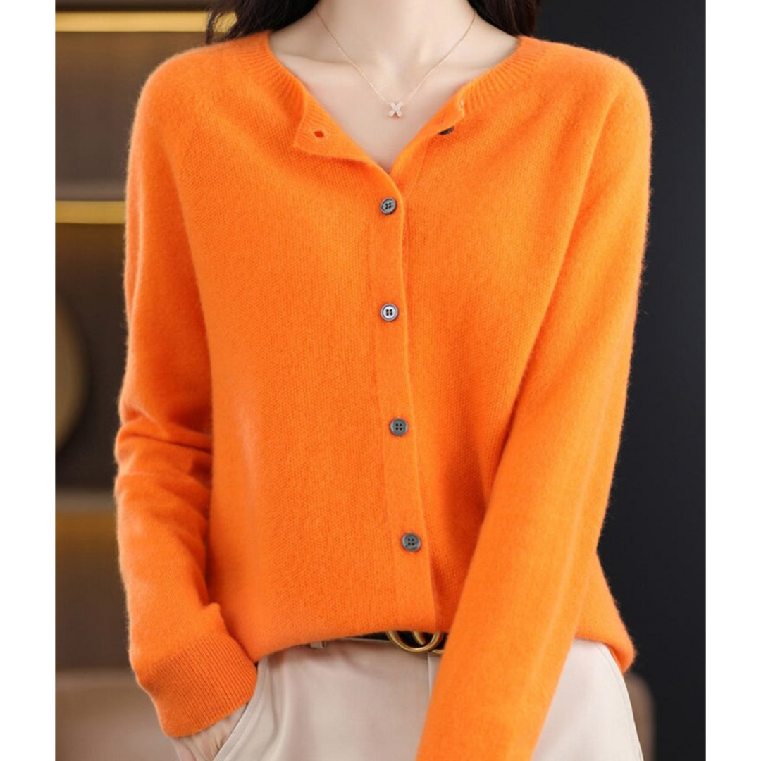 Lune London | Merino Wool Women's O-Neck Cardigan Sweater