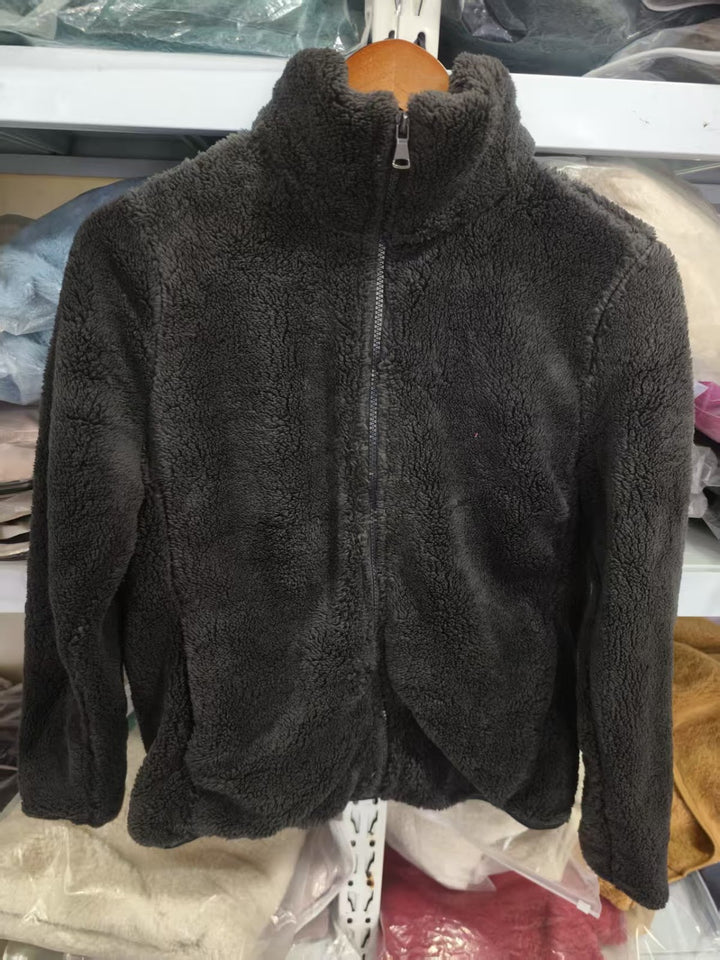 Fleece jacket with stand-up collar and zipper