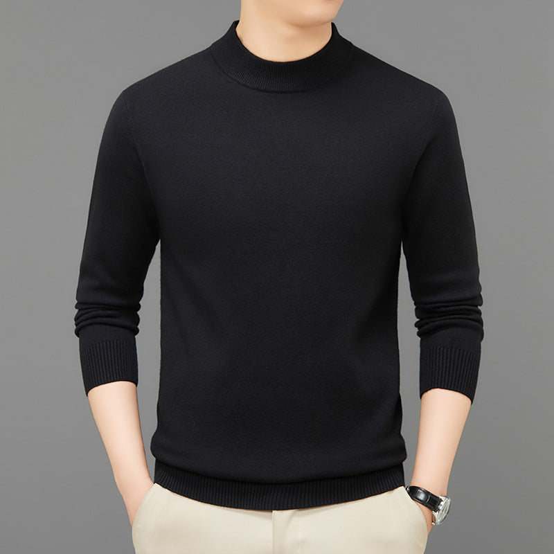 Men's knitted sweater with stand-up collar