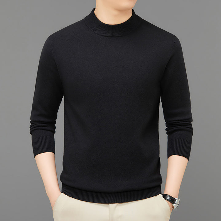 Men's knitted sweater with stand-up collar